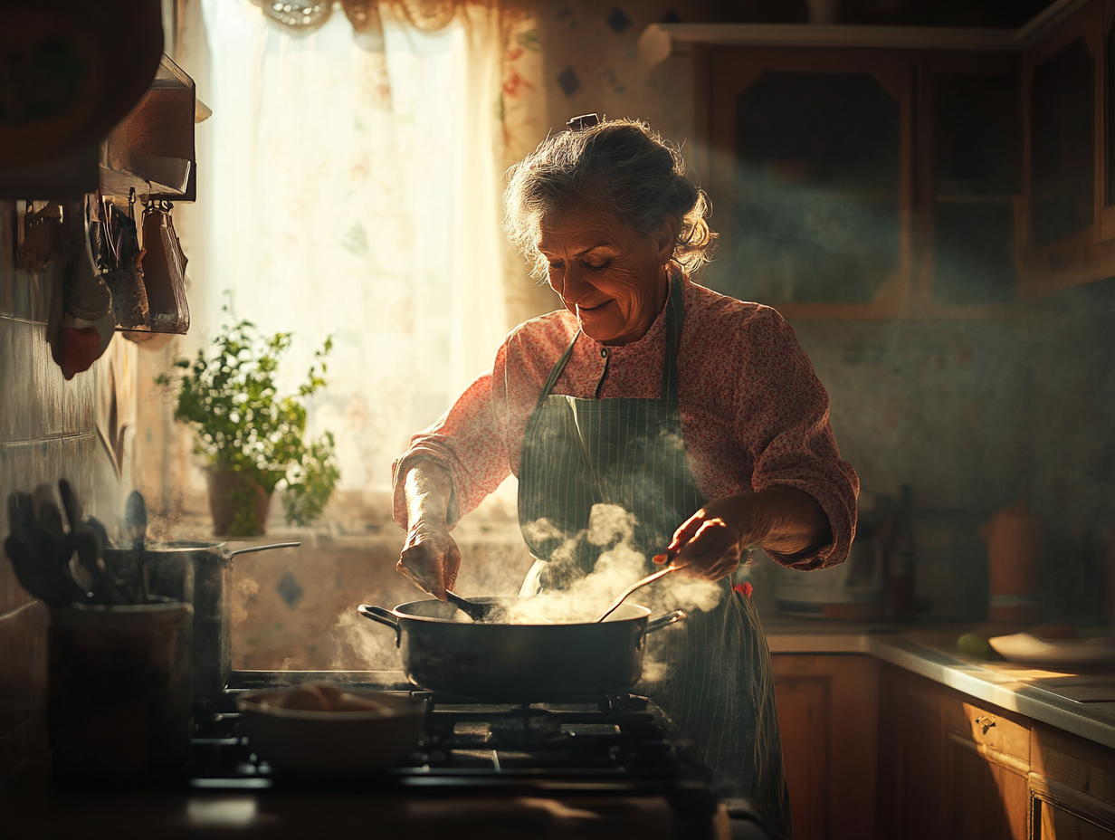 Щаслива пара старшого віку готує здорову їжу